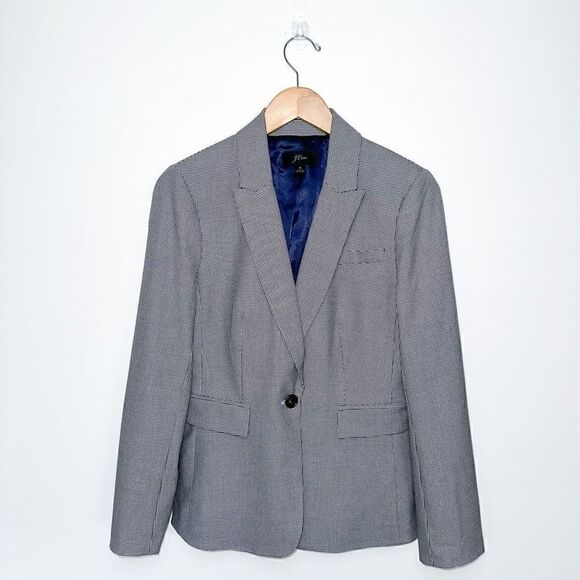 J. Crew Women’s Traditional Houndstooth Single Button Peplum Blazer - Picture 2 of 14